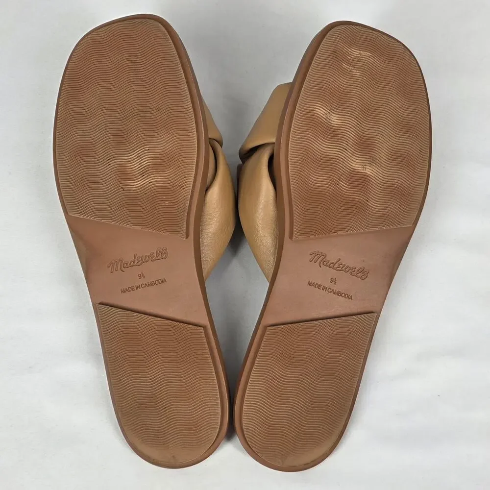 MADEWELL WOMENS JAYNA BRAIDED TAN LEATHER SLIDE SANDAL SIZE 9.5 ITEM ND963
